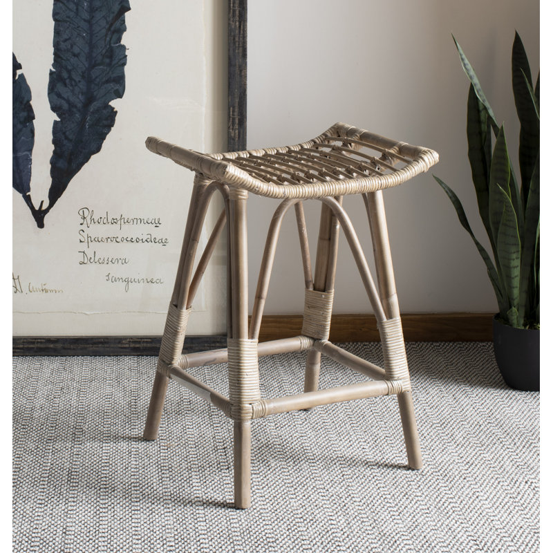 Cerita Counter Stool with Metal Frame, Gray White Wash, Counter Stool (25.6" Seat Height)