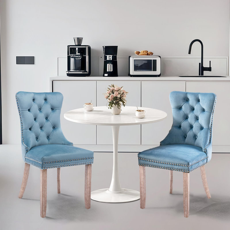 Ensemble de table de salle à manger Aya-Rose, Bleu ciel, Blanc