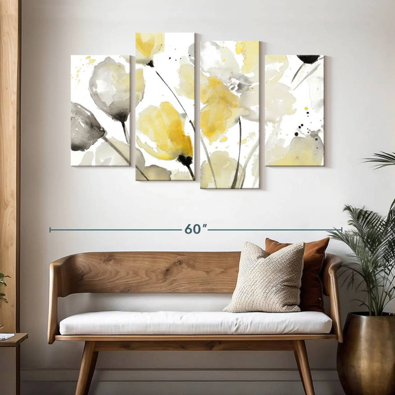 Avery Neutral Abstract Floral I, 32" H x 52" W