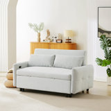 Convertible Pull-Out Sofa Bed with USB 2-Seat Loveseat Sleeper Couch Corduroy for Small Spaces