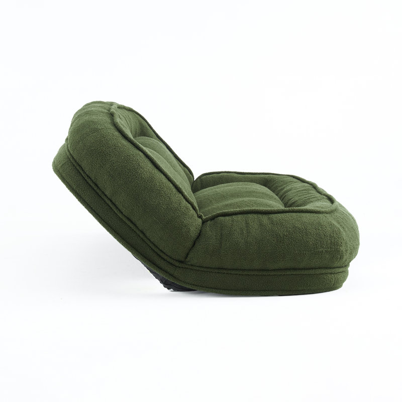 Fauteuil de sol convertible Juno Modern Plush avec dossier réglable et coussin amovible, Vert, 2