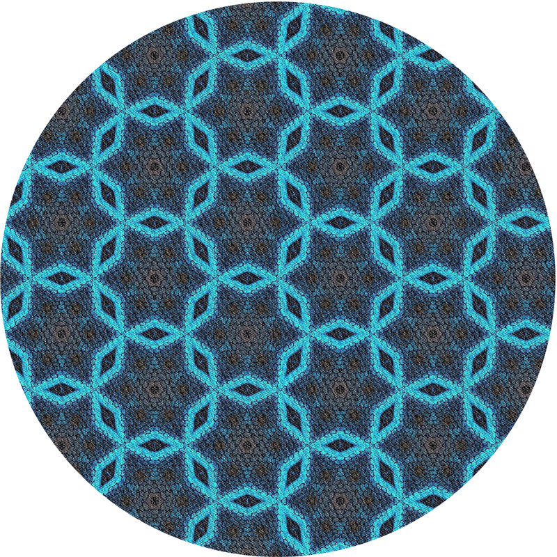 Tapis bleu ciel tissé à la machine, Rond 4 pi