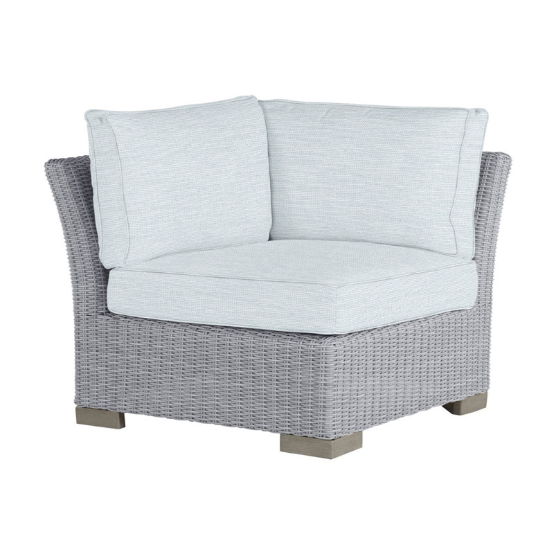 Club Woven Patio Lounge Chair with Cushions, Oyster, Welt, Paper Sky