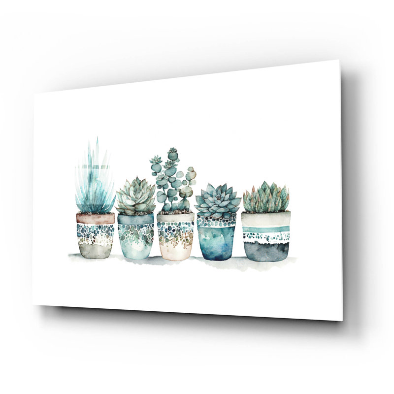  Art mural en verre «Succulent Lin up» par Svetlana Aleynikova, 24 po x 16 po