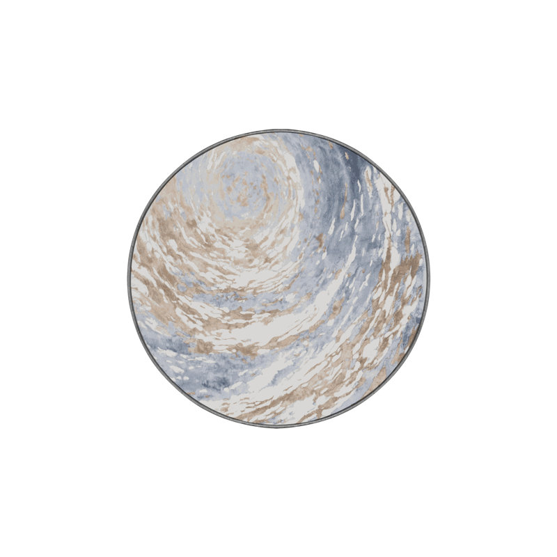 Machine Washable Gray Area Rug, Round 5'