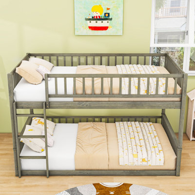 Queen Over Queen Bunk Bed With Guardrails