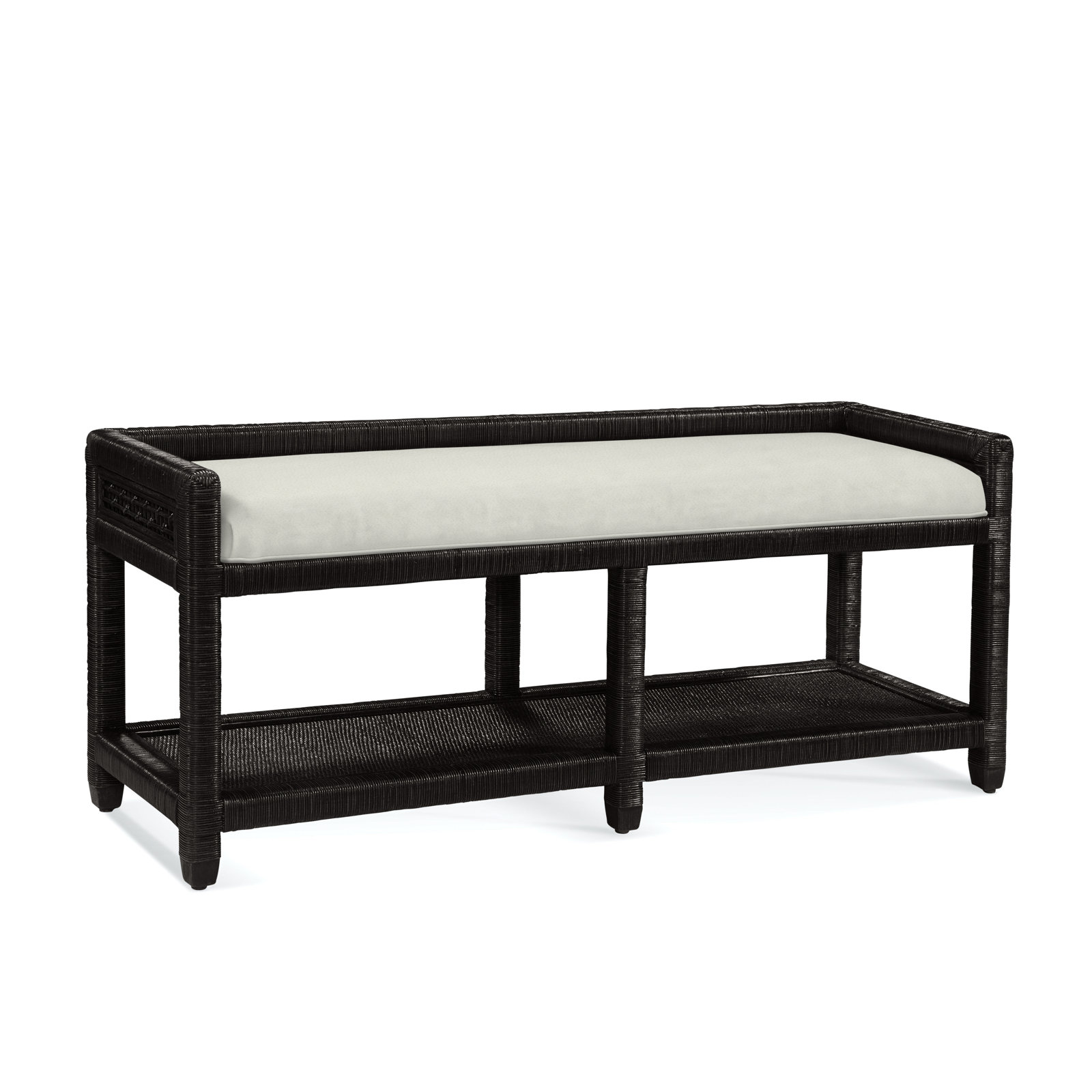 Silvio 54" Storage Bench, Antique Black, Snow Crypton Performance; 0884-91
