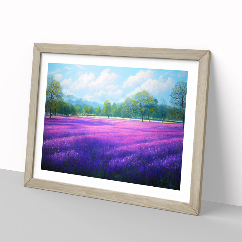 Stimulating Bluebell Field - Framed Print, 46cm H x 64cm W x 2cm D, Oak