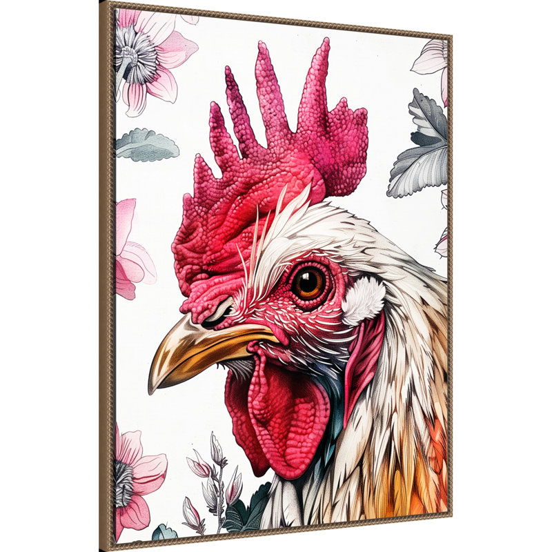 «Red Rooster» par Ilora, reproduction d'art sur toile encadrée, H 42 po x l 32 po