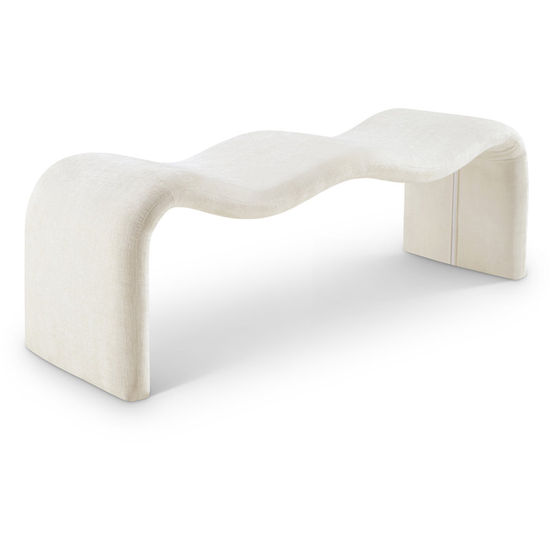 Banc en tissu Monifa Chenille, Tissu chenille crème