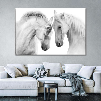 White Horse Couple Canvas Print