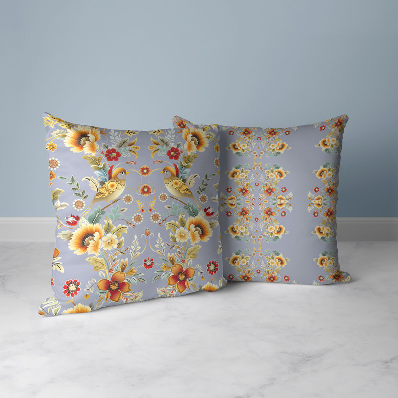 Coussin Folk Garden Whispers, Rouge / Orange, H 26 po x l 26 po