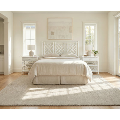 Chippendale Queen Headboard And Nightstand Set - Natural