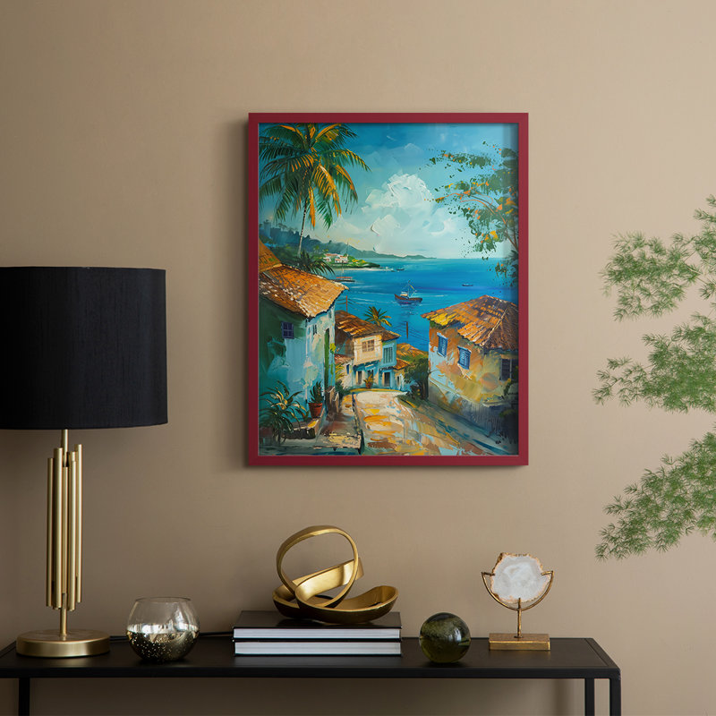 «NAUTICAL Series», reproduction encadrée en bois massif, H 11 po x l 9 po, Rouge