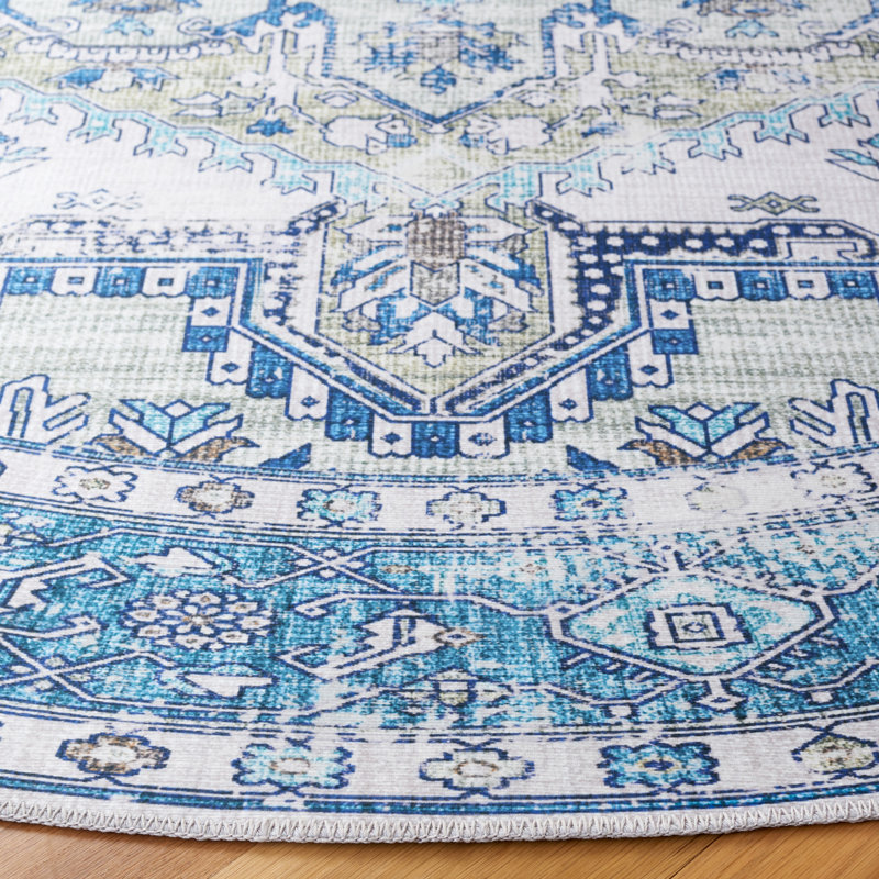 Maleek Performance Machine Washable Oriental Rug, Round 6'