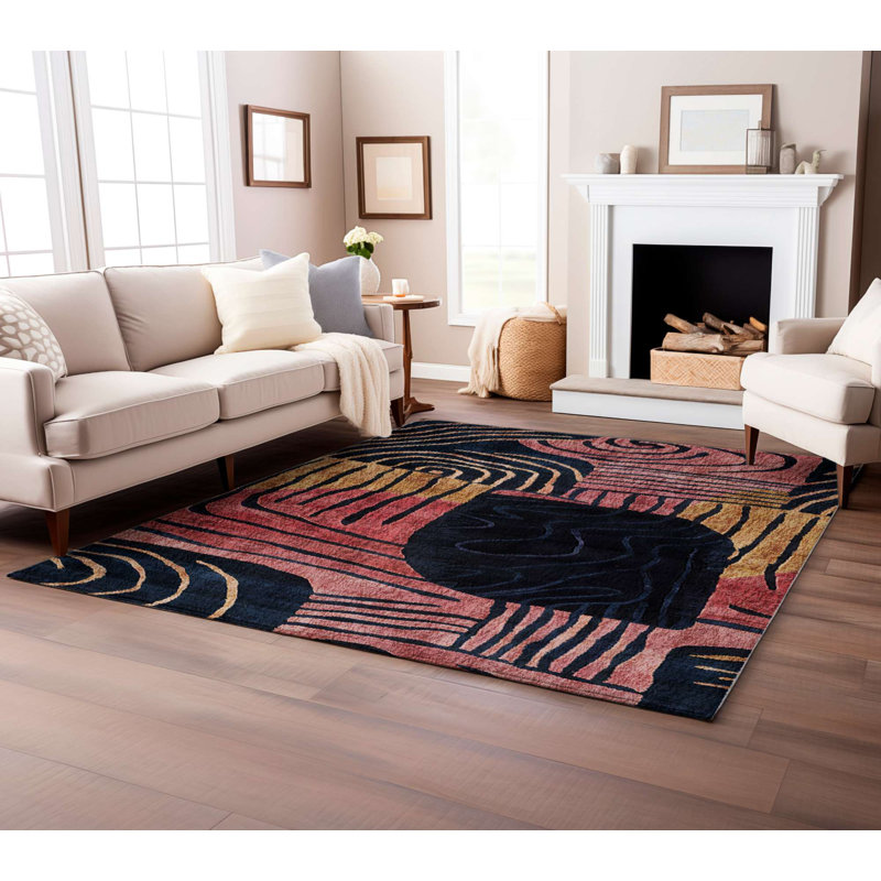 High-Quality Area Rug, 5.9 x 9.2 Feet, 60% Cotton / 40% Polyester | Non-Slip Cotton Underside, Machine Woven, Digital Print, No Pile | Total Thickness: 0.3 inches, Easy to Clean, Perfect for Living Room & Bedroom Decor