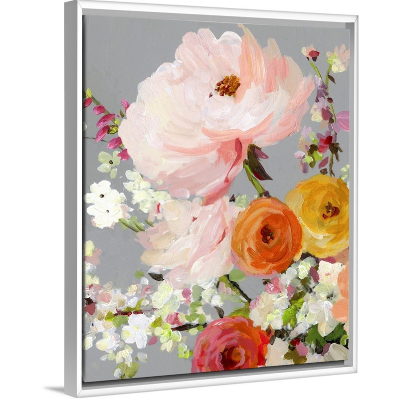 «Flower Story II» par Allison Pearce - reproduction d'art, H 22 po x l 18 po x P 1,75 po, Toile blanche encadrée