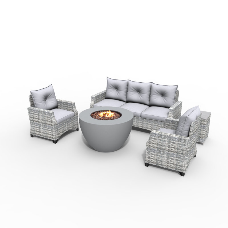 Ensemble de conversation d'extérieur pour 5 personnes avec table foyer