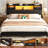 45.3" H Metal Storage Headboards With Cloth Darwers, Outlets,USB Ports And LED Lights-1822606900-1822606890