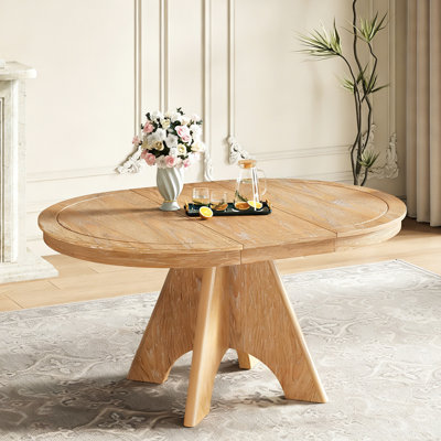 Table vintage 42-58 pouces pour 4 ou 6 personnes, fini vieilli, placage en bois massif, pieds stables, structure extensible, design rétro, finition naturelle.