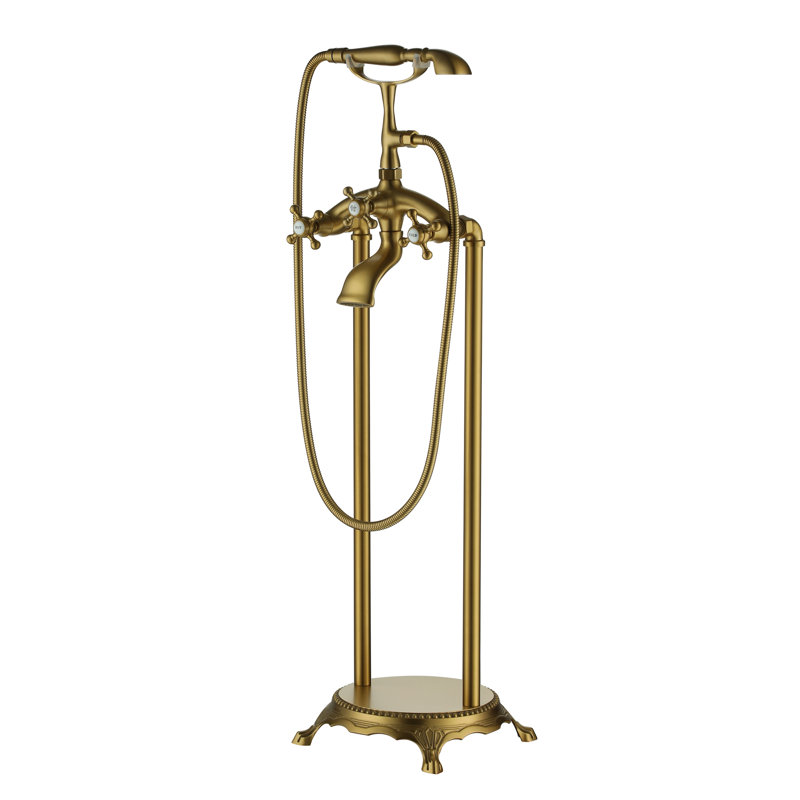 3 Handle Floor Roman Tub Faucet with Diverter
