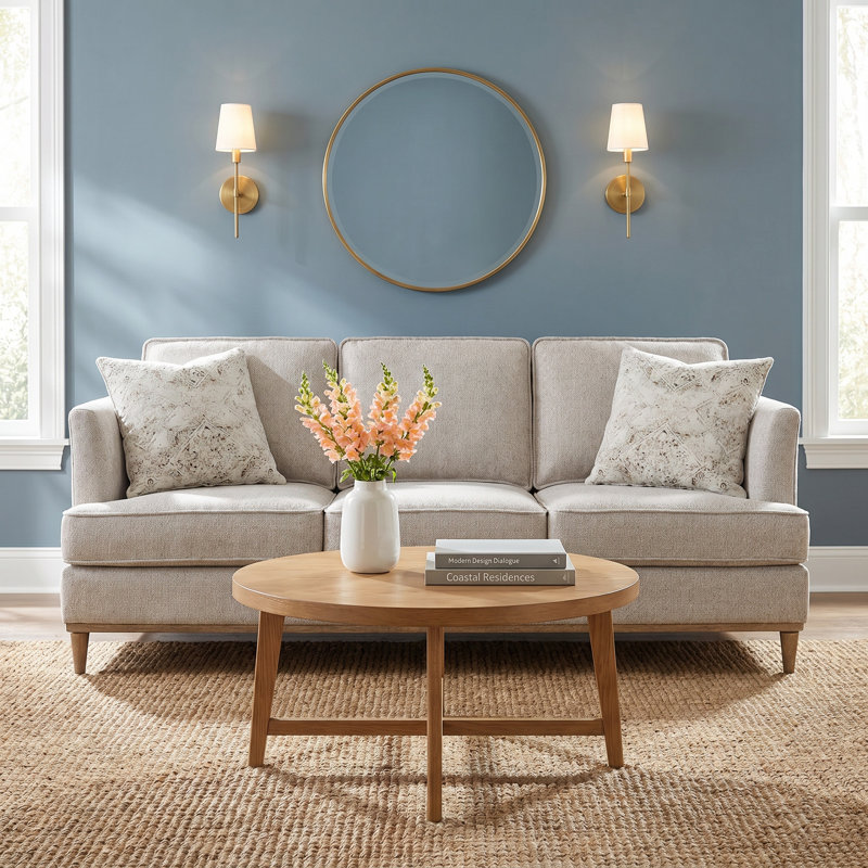Dana Heights Sofa with 2 Accent Pillows – Believe Fabric, Reversible Cushions, Sinuous Spring Support
