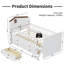 Lit plateforme simple en bois avec 4 tiroirs de rangement, tête de lit et échelle pour enfants, blanc, sans sommier-118245786