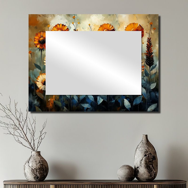 Dreamy Autumn Field Of Thistle Flowers - Floral Mirror For Wall Art Decor - Printed On Metal, 24" x 32"