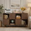 Organisateur de bibliothèque à profil bas en MDF à 8 cubes, armoire de rangement autoportante avec 4 portes à panneau ondulé amovibles, tablette de présentation horizontale robuste pour le bureau de la chambre à coucher