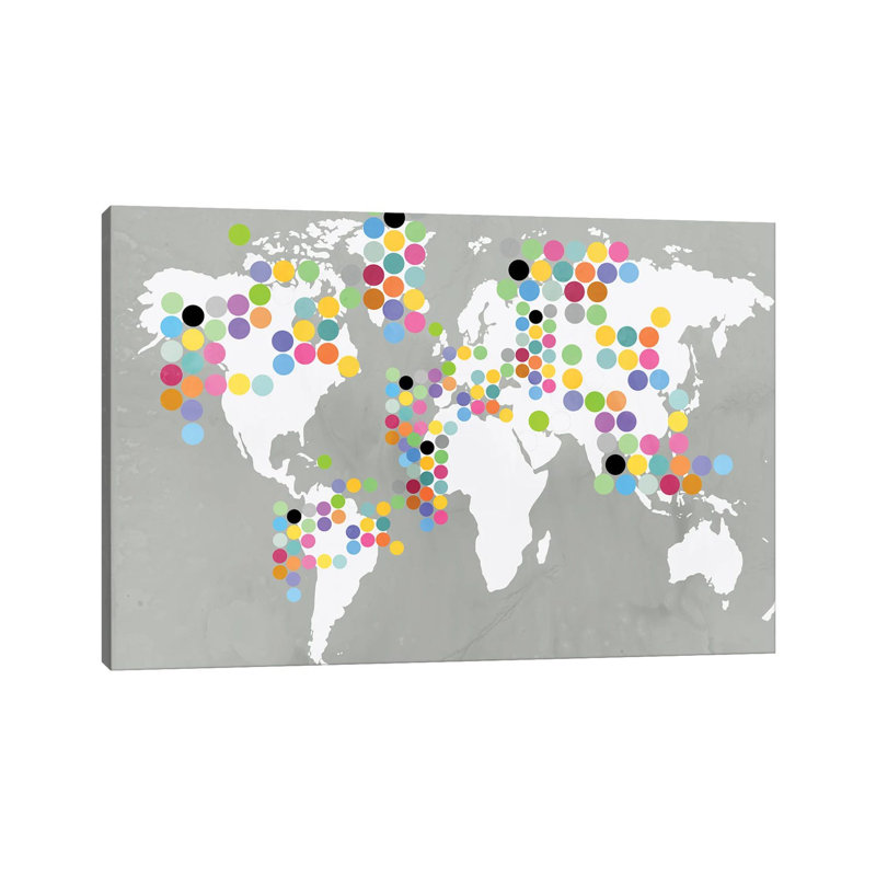 World Map Grey by PI Juvenile - Wrapped Canvas Print, 66.04 cm H x 45.72 cm W x 1.91 cm D