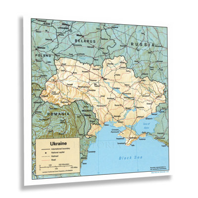 " 1993 Ukraine Map Poster Wall Art "