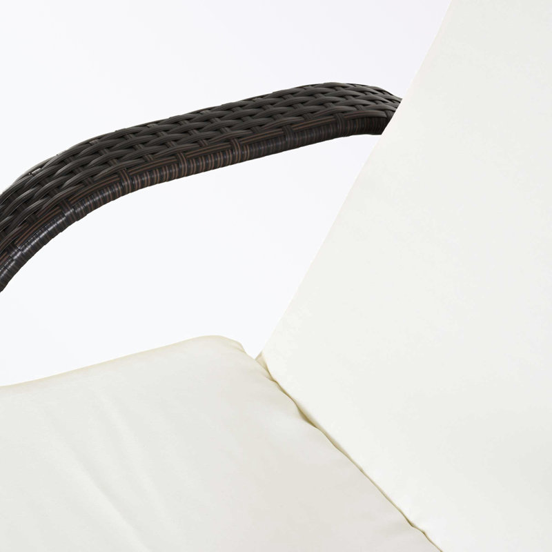 Chaise longue avec roulettes et coussin moelleux, Blanc