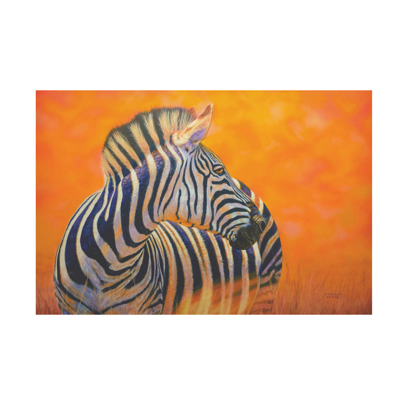 Art sur toile, "Zèbre sur toile" par Steve Crockett, H 16 po x l 24 po x P 2 po