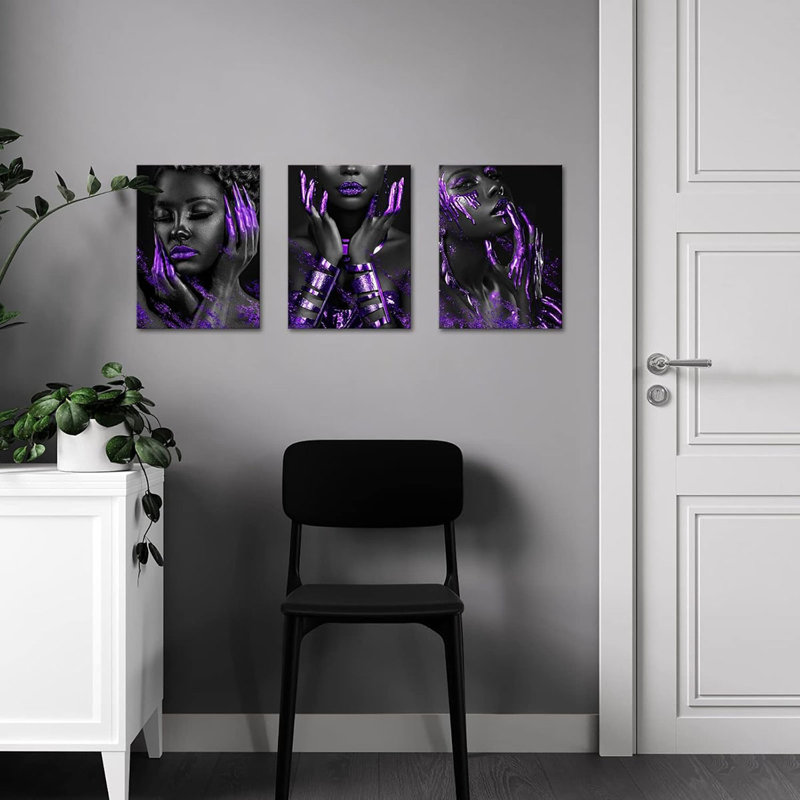 3 Piece Wrapped Canvas Set, Purple