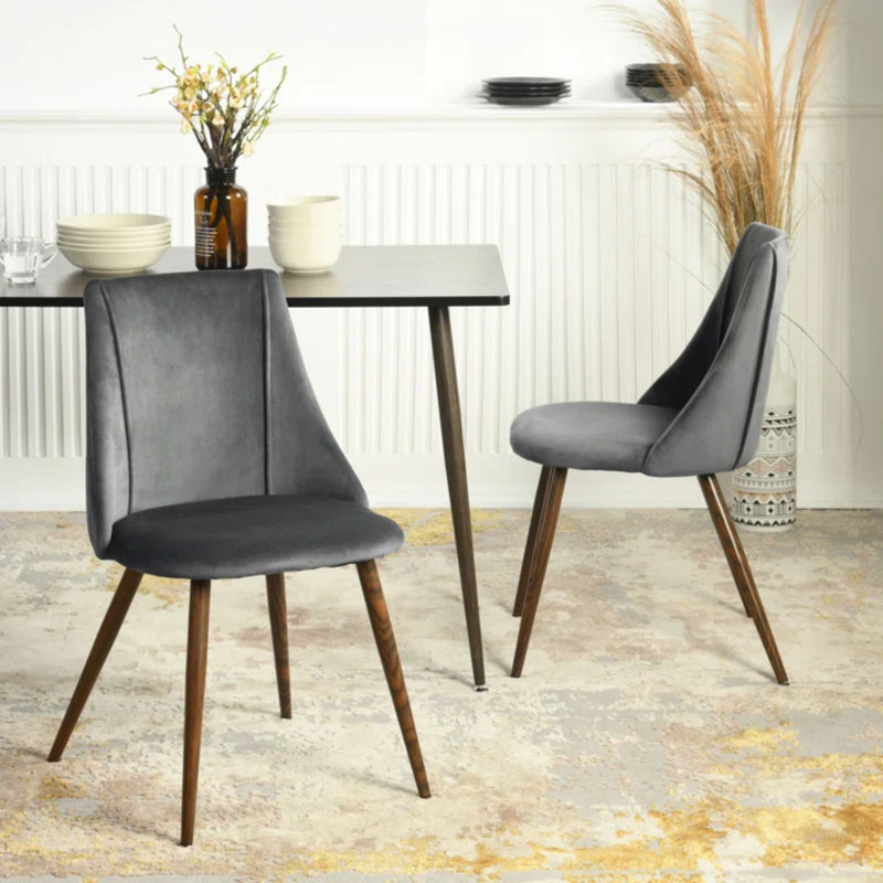 Tyrell 47cm H Velvet Upholstered Side Chair, Grey