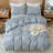 100% Washed Cotton Duvet Cover Set, Classic Check Pattern, Soft Breathable Bedding with Hidden Double Zipper and Envelope Pillowcases-122817773-122817771
