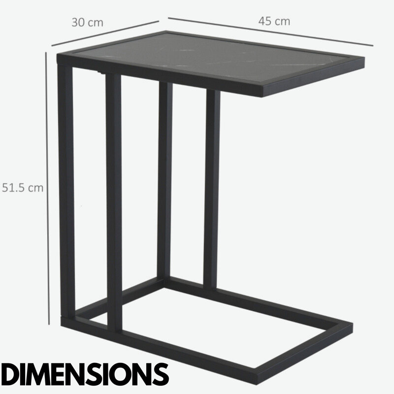 Stanelli C Shaped Side Table Marble Effect Living Room Furniture End Sofa Accent Table