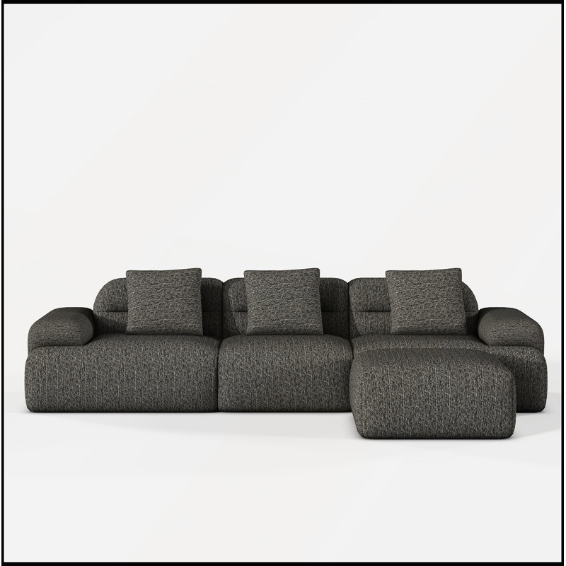 Canapé modulaire avec repose-pieds modulaire Modern Cloud, DARK GREY Corduroy, DARK GREY
