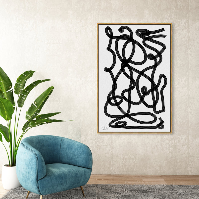 Million Ways - Impression sur toile, H 54 po x l 36 po, Toile avec cadre doré, Noir