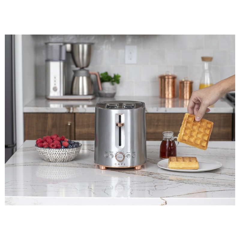 Stainless Steel 2-Slice Toaster with Copper Accents and Wide Slots