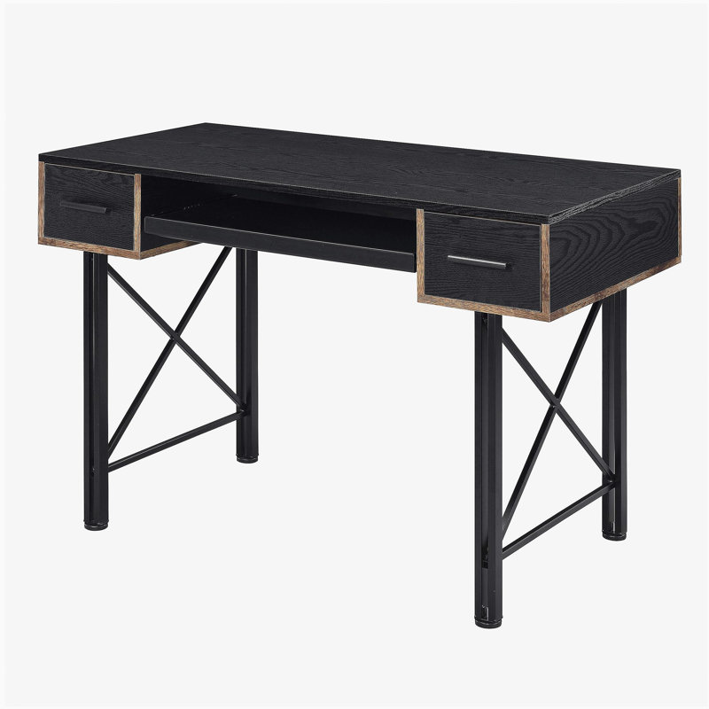 Bureau d'ordinateur noir avec plateau pour clavier