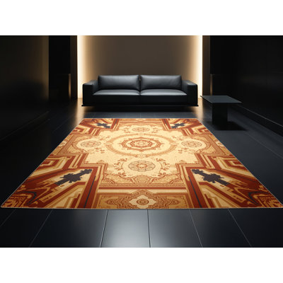 Tapis oriental traditionnel beige et brun lavable à la machine Pauleth