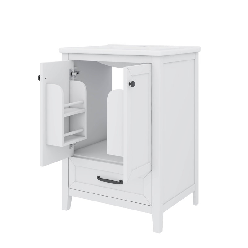 Meuble-lavabo compact 24 po avec évier 1 tiroir et panneaux de rangement