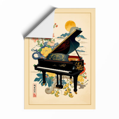 Piano and Blooms Japandi - Framed Print