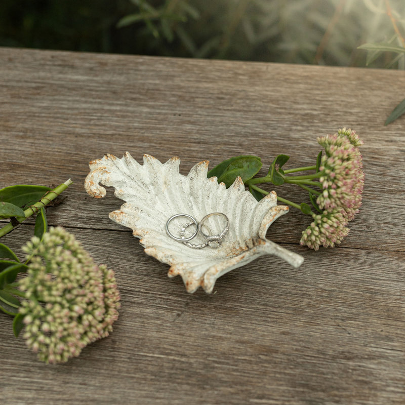 House of Hampton® Leaf Trinket Dish Antique White Cast Iron