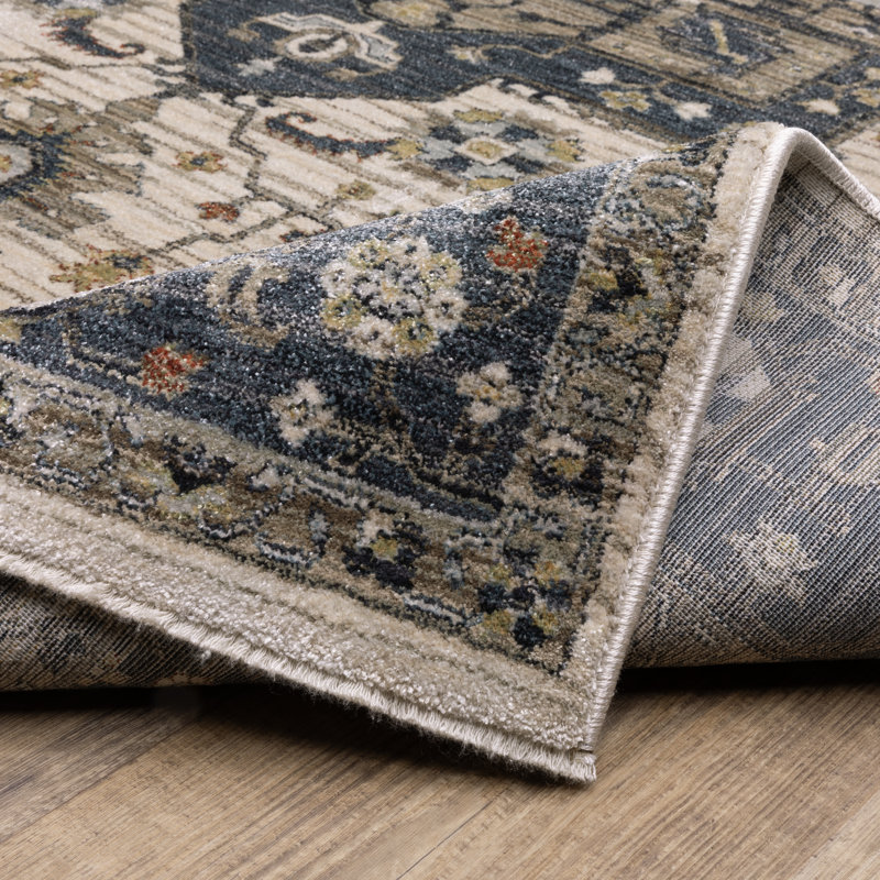 Tapis bleu / brun Caia, Rectangle 6 pi 7 po x 9 pi 9 po