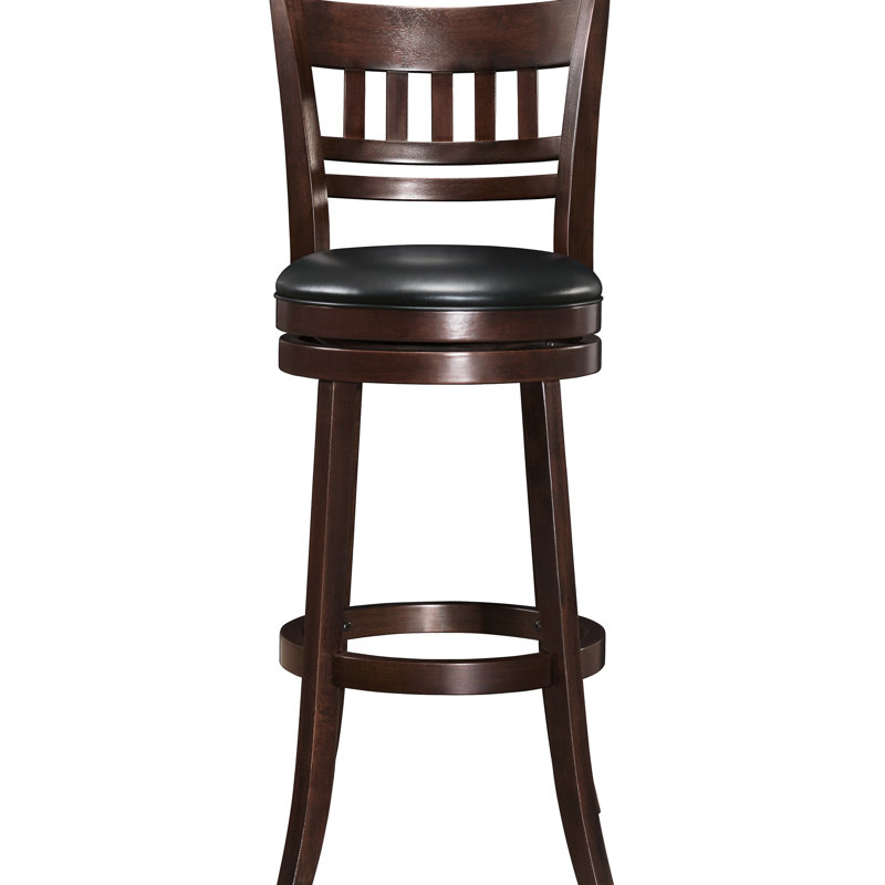 360-Degree Swivel Bar Chair With Dark Cherry Surface, Solid Wood Frame, Relaxing Footrest For Dining Area In Wood, Look, Cozy