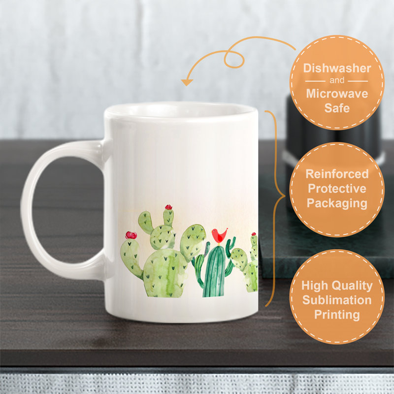 Grande tasse à café en plastique 11 oz Cactus
