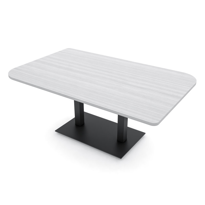 Table de conférence Ogren Duo, L 72 po x l 48 po, Cyprès blanc, Noir mat