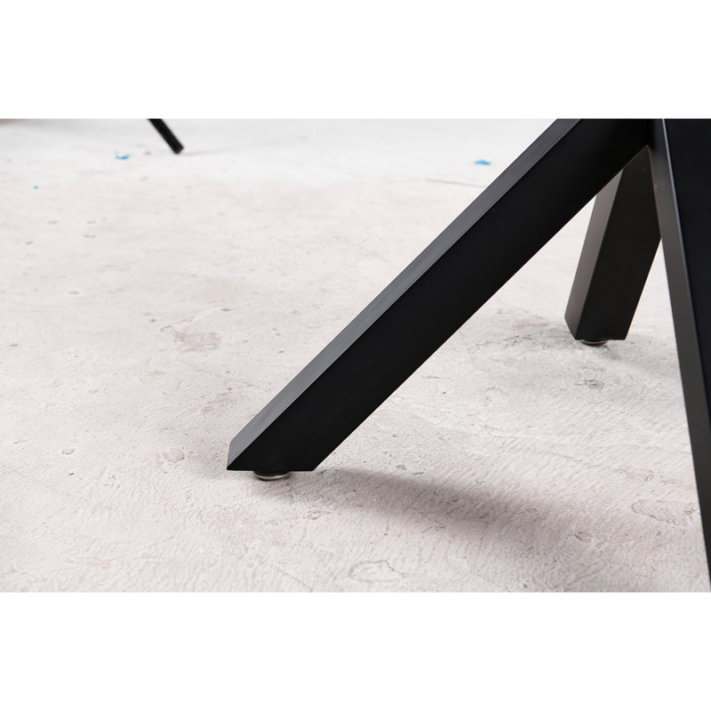 Table de salle à manger élégante pour 4 à 6 personnes, 42,1 po avec base en métal, noir mat et teinte naturelle, facile à assembler pour une utilisation familiale, matériau des pieds, couleurs, simple